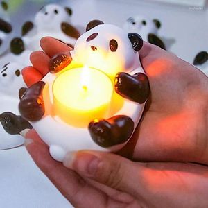 Świece Urocze uchwyt na panda 3D Tealight Candlestick gips biżuteria taca dekoracyjna pokój pokój miłośnik świątecznych rzemiosło