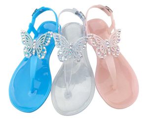 HBP Baba Olmayan Lüks Fabrika Ucuz Bayanlar Açık Rhinestone Crystal Sandals Kadınlar Düz Kelebek Temiz Jöle Sandalları
