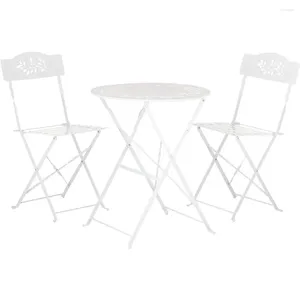 Camp Furniture LISM Alpine Corporation 3-teiliges Bistro-Set für den Innen- und Außenbereich, Klapptisch und Stühle, Terrassensitzplätze, weiß