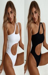 Badkläder kvinnor baddräkt 2018 ny sexig högskuren monokini ihålig ut biquini en axel strand baddräkt bodysuit kvinnlig strand w1192145