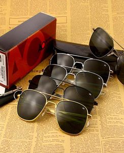 Sunglasses AO Men Brand Designer Vintage American Aviation Army Military Sun Glasses Glass Lens Woman Gafas De Sol Hombre1059202