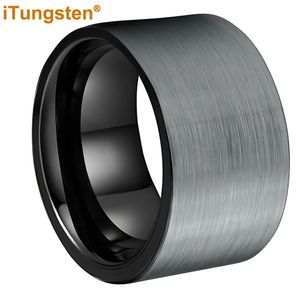 Drop iTungsten 681012MM Multiwidth Black Tungsten Ring Mens Womens Flat Wedding Band Brushed Finish Comfort Fit 240315