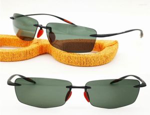 Sonnenbrille, schlank, einfach, UV400, polarisiert, Schildstil, rutschfest, randlos, ultraleicht, biegbar, cool für Herren2403662