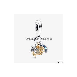 Silver Two-Tone Celestial Triple Dangle Charm 925 Sterling Sier Safety Chains Birthstone For Fit Charms Beads Bracelets Jewelry 762676 Dhzh2