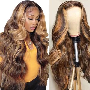 Body Wave Glueless Breathable baby hair Wig Pre-cut HD Swiss 5x5 Lace Closure Wigs Highlight Human Hair Wigs for Women