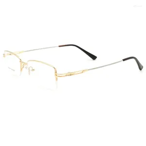Óculos de sol quadros meia-aro óptico masculino negócios quadrados óculos masculino miopia olho óculos memória titânio templo eyewear 503