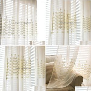 Curtain Drapes Custom Embroidered Window Sns White Curtains Simple Modern Bay Sn Finished Bedroom Balcony Drop Delivery Home Garden Ho Dhpzg