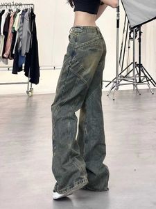 Kvinnors jeans nya design denim breda benbyxor hög midja mode full längd jeans visar tunna klassiska byxor koreanska retro trend streetwearl2403