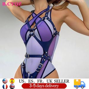 B.CYQZ Sexy Body Bondage Frauen Full Harness Bdsm Strumpfhosen Dessous Goth PU Leder Zubehör Hosenträger Kleidung Rave Unterwäsche 240312