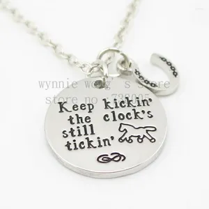 Pendant Necklaces 2024 Arrive Barrel Racing Jewelry"Keep Kickin The Clock's Still Tickin'"Necklace Hand Stamped Horse Lover Jewelry Gift