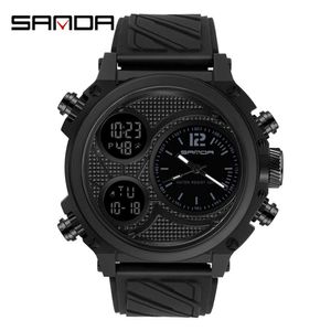 Sanda New Sports Outdoor Nightlight Waterproof Tactical Youth Dual Display Electronic Watch for Male Students