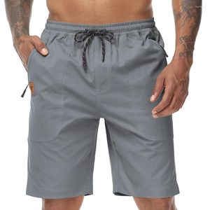 Herren-Shorts, Sommer, einfarbig, lässig, Kordelzug, Jogging, sportliche Hose, leicht, hochwertig, elastische Taille, Cargo