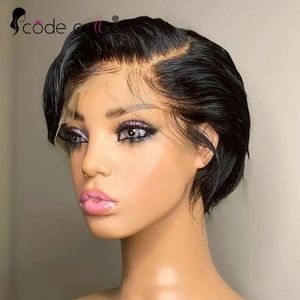 Pixie corte peruca transparente laço perucas de cabelo humano para mulheres em linha reta curto bob peruca t parte peruca de renda pré-arrancado cabelo humano brasileiro 240314