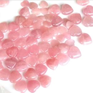 Natural rosa quartzo em forma de coração rosa arte cristal esculpido palma amor cura pedra preciosa amante gife pedra ll