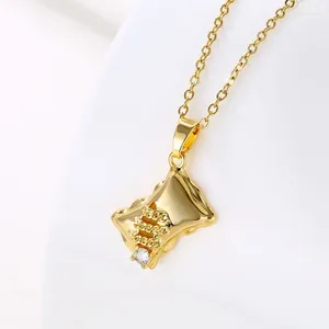 Anhänger Halsketten Glänzende Luxus Zirkon Rechteck Halskette Für Frauen Männer Edelstahl Kette Trendy Schmuck Zubehör Geschenke Freunde