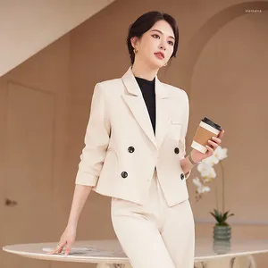 Women's Two Piece Pants 2024 Fashion Business Temperament Style Suit Autumn Beauty Salon Front Desk Labor Uniform