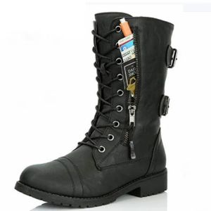 Stivali da donna stivali zip stivali da combattimento militare stivali di credito booties boots up black scarpe stivali da moto prendi scarpe con cerniera