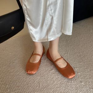 Flats Flat Shoes Women Loafers For Female Ballerinas Ladies Satin Silk Ballet Flats Round Toe Elastic Band Soft Zapato Mujer