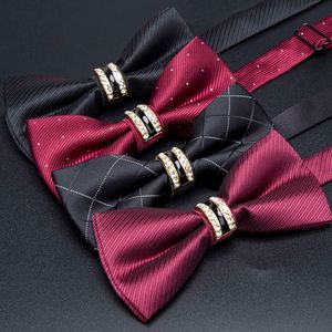 Men's Stripe Bowtie Necktie Formal Business Wedding Party Black Bow Tie Male Dress Shirt Accessories Gifts for Men Ties