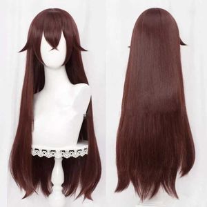 Synthetic Wigs Genshin Impact Amber Cosplay Wigs Game Cosplay Long Brown Straight Wig with Bangs Heat Resistant Synthetic Hair Wigs 240328 240327