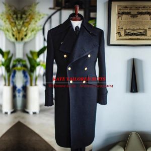 Jackets Business Suit Jackets For Men Tweed Wollen Blend Double Breasted Overcoat Long TailoreMade Gold Buttons Blazer Plus Size Coat