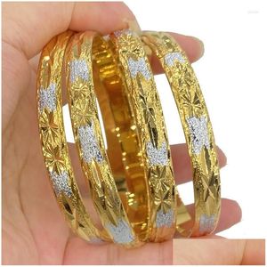 Bangle Dubai Bangles para mulheres pulseiras de casamento etíope clássico presente africano 24k ouro sier cor dois tons pulseira drop entrega dhcea