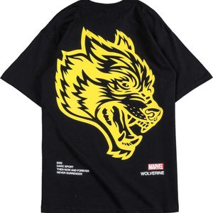 Czarno-białe ubrania fitness T-shirt Darc Wolf Headed American Mens i damskie sportowe luźne i oddychające, duże koszulę