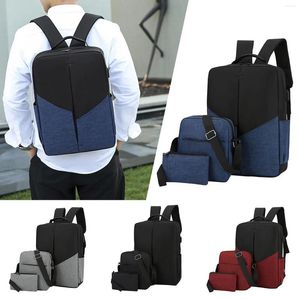 Okul çantaları ağır hizmet backpack backpack kadın öğrenci moda üç parçalı renk eşleşen açık çanta bilgisayar iş