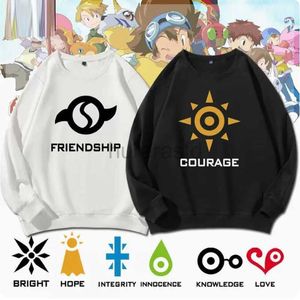 Herrtröjor tröjor Digimon Adventure Hoodie Crewneck Sweatshirt streetwear överdimensionerade långärmade tröjor kläder tonåringar 24318