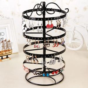 Hooks Earrings Holder Organizer Jewelry Rack Rotating Earring Display Stand With Adjustable 4-tiers For Desktop Organization