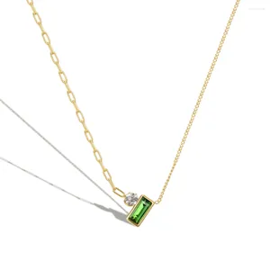 Collane con ciondolo Collana girocollo a catena punk moda femminile color oro acciaio inossidabile verde trasparente CZ per gioielli da donna regalo di compleanno