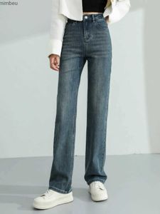 Jeans da donna ZHISILAO Nuovi jeans dritti a vita alta Donna Vintage Y2K Pantaloni in denim a figura intera elastici in morbido cotone Streetwear 2023C24318