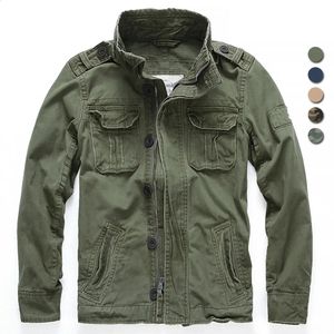 Homens jaqueta militar m65 denim retro carga jaquetas ao ar livre multi bolsos camo topos campo casual moda caminhadas casacos uniforme 240315