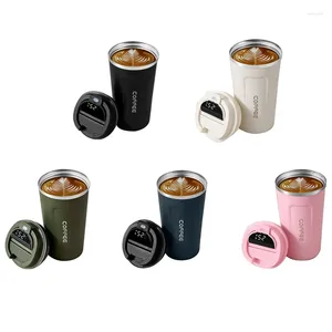 Vattenflaskor 510 ml Smart Thermo Bottle Thermal Mug Isolated Tumbler Coffee Cup för LED -temperatur Display svart