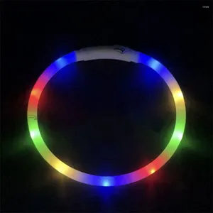 Dog Collars Puppy Flashing Collar Silicone Light UP USB充電安全ネックレスサイズ小さな大きな犬用のカットテーブル