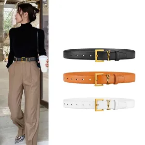 Womens Top Quality Designer Belts Genuine Leather YSLLLLLS Fashion Cowhide Needle Button Belt Belt Belt with Dress and Jeans SAINT LAURENTs YSL 2.8