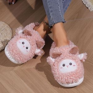 Scarpe da passeggio Pantofole in peluche di pecora Punta chiusa Antiscivolo Slip-on Casa Comoda e carina per l'autunno inverno