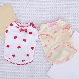 Dog Apparel Stylish Pet Clothing Washable Heart Print Puppy Vest Clothes Cotton Shirt Shooting Props