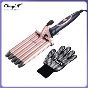 Irons Ckeyin Professional Curling Iron Ceramic 5 Barrels Curler Crimper Electric Hair Waver Waver Styling Frisyrverktyg Styler Wand