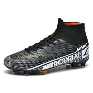 HBP icke-varumärke High Ankle Kids Cleats Training Sport Sneakers Outdoor Men Sapatos de Futebol Boys Soccer Shoes FG Football Boots