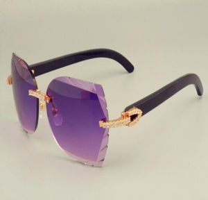 2019 Fashion Engraving Lens Natural Black Corner Arm Sunglasses Diamond Series Sunglasses A8300817 Size 5818135mm7894044