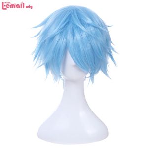 Wigs Lemail wig Kuroko no Basket Tetsuya Kuroko Cosplay Wig 30cm Short Light Blue Men Synthetic Hair Perucas Cosplay Wig