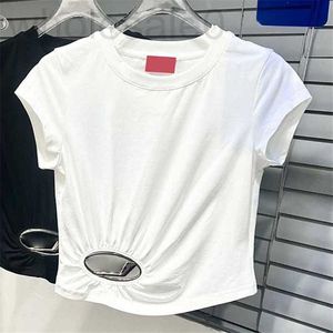 女性用Tシャツデザイナーレターホロー女性用Thirs luxuryデザイナーカジュアルサマーティーショートスリーブトップスシャツ3tyd