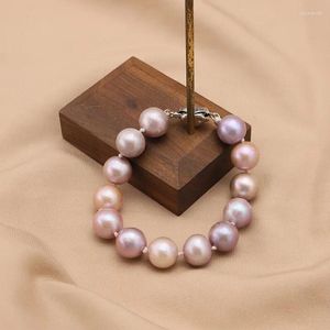 Link Bracelets Natural Freshwater Pearl Bracelet High Quality Light Luxury Mixed Color Round Large Granule Candy Women's Jewelry