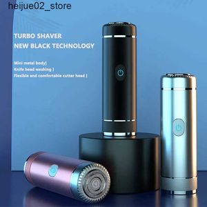 Elektriska rakare Mota Mini Electric Shaver for Men Portable Electric Razor Beard Knife USB Laddnings Mens Shavers Face Body Razor Q240318