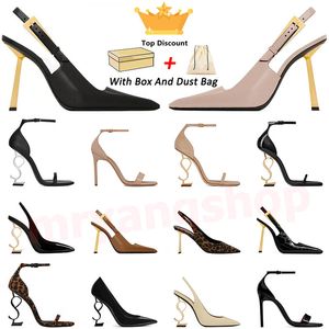 2024 Nya designer Sandaler High Heels Saint Laurents Luxurys Paris Dress Classics Women 10cm Platform Heel Slingback Golden Office Wedding Botts With Box Size 35-41