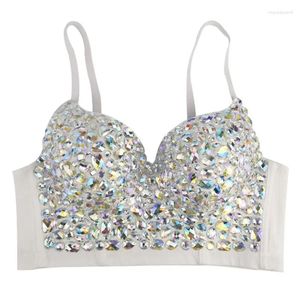 Kvinntankar Y166 Kvinnor AB färgade för Rhinestone Bustier Crop Top Push Up Corset