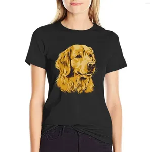 Polos femininos golden retriever labrador cão ilustração camiseta verão topos roupas estéticas camisetas para mulher ajuste solto