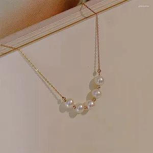 Anhänger Halsketten Perle Perlen Halskette Weibliche Licht Luxus Goldene Schlüsselbein Kette