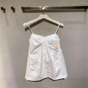 Sıradan Elbiseler 2024 İlkbahar/Yaz İnce Omuz Gevşek Kolsuz Kısa Seksi Beyaz Kayış Elbise